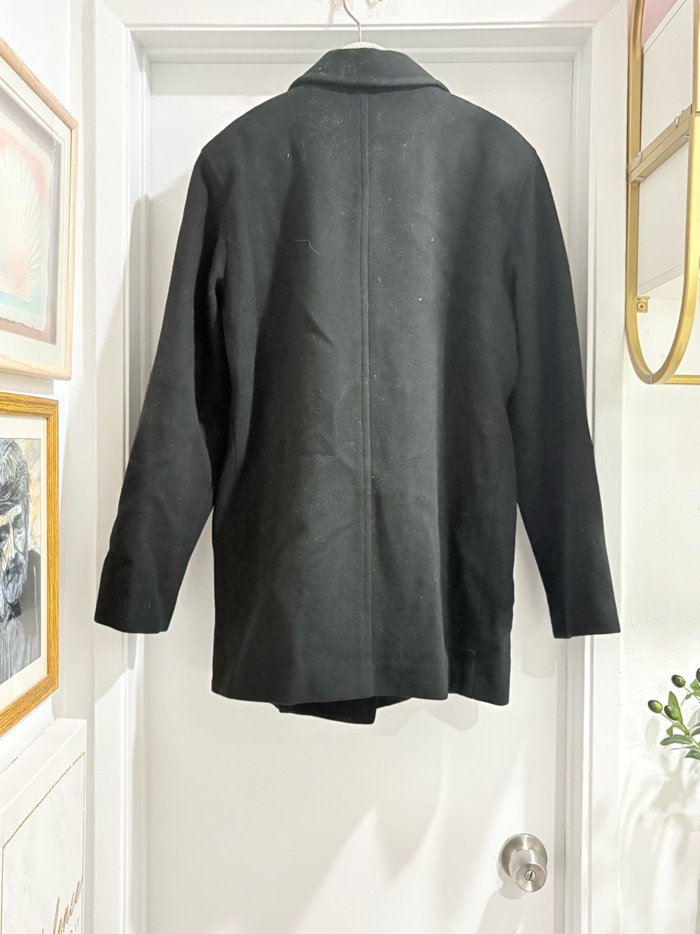 Classic Black Double-Breasted Pea Coat - Women's Tailored Outerwear - Picture 8 of 8